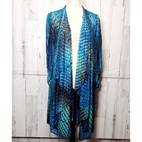 Virginie Paris Sheer Drape Open Cardigan Duster Art To Wear Women's Vintage - Picture 1 of 16